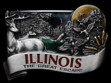 KF17137  NOS  VINTAGE 1984  ILLINOIS  THE GREAT ESCAPE BELT BUCKLE