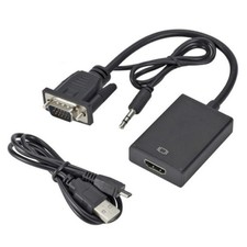 New VGA To HDMI Converter 1080P HD Adapter Audio Cable For HDTV PC Laptop TV