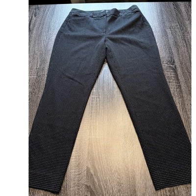 White House Black Market The Slim Ankle Pants Black White Dot Print Women Size 8
