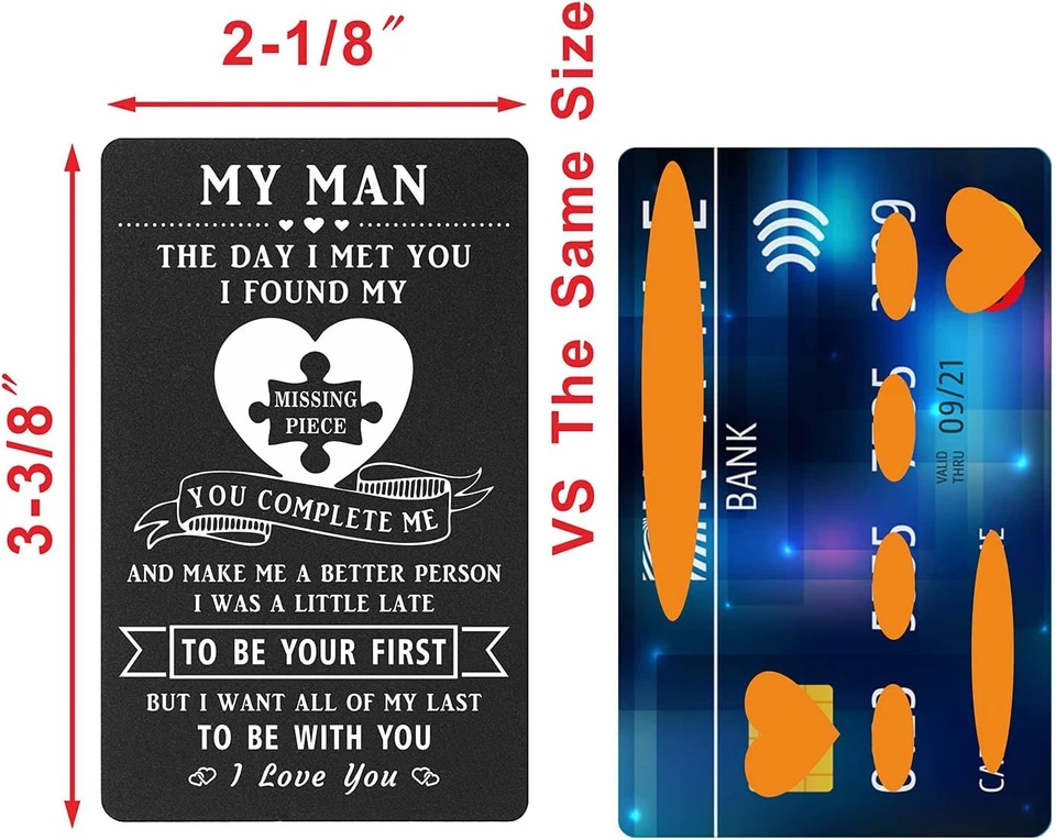 Cartão de inserção carteira TANWIH To My Man, exclusivo aniversário namorados preto - Imagem 2 de 4