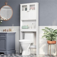 Over the Toilet Storage Cabinet W/ Adjustable Shelf White Bathroom Floor