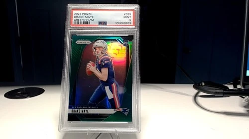 Drake Maye 2024 Panini Prizm Green Prizm Rookie RC Patriots PSA 9 #329