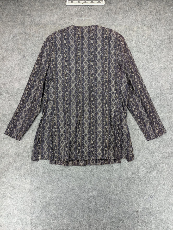 Винтажная куртка R&M Richards Karen Kwong сделано в США размер 14 золотой узор длинная линия - Изображение 3 из 4