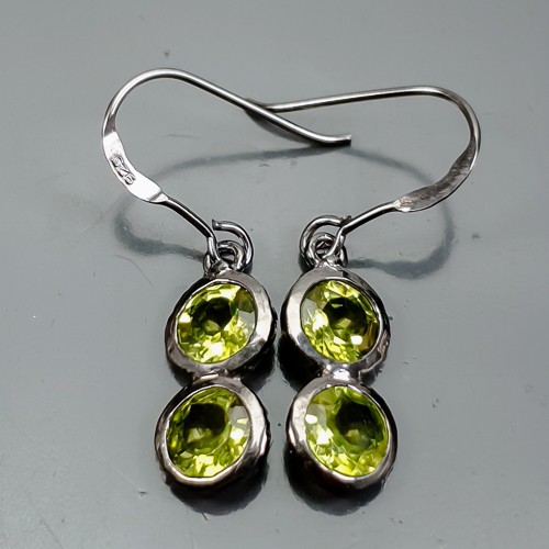 Handmade Natural Peridot Earrings 925 Sterling Silver /E124685