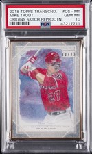 2018 TRANSCENDENT ORIGINS SKETCH REPRODUCTIONS #OS-MT MIKE TROUT PSA 10