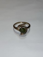 Green Gemstone Silver 925 Sterling Ring Engagement Style Size 7