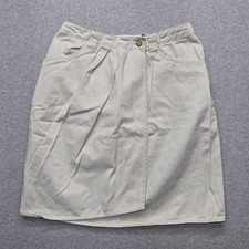 Vintage Eddie Bauer Wrap Skort Women 12 Khaki Beige Cotton Asymmetric Button Y2K