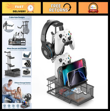 Headphone Stand with Drawer - Desk Headset  Controller Holder, Aluminum, Cable