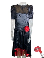 VTG 50s Dress No Brand Or Size Tag Black Red Polka Dot Starlet Pin Up Cocktail