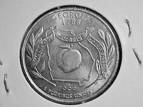 1999 P  GEORGIA STATE QUARTER  CIRCULATED IN CARD BOARD HOLDER - Picture 1 of 2