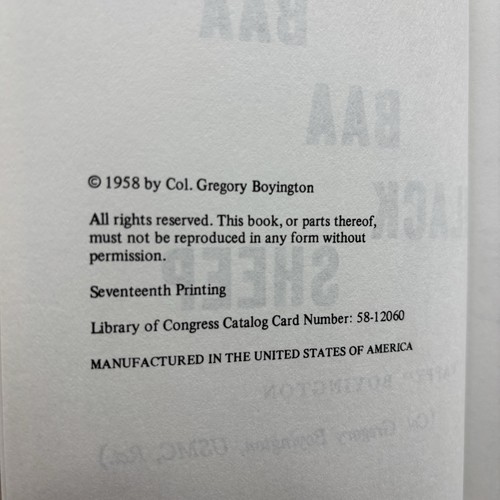 Baa Baa Black Sheep by Col. "Pappy" Boyington - 17th Printing HC/DJ 1958 SIGNED - Picture 3 of 8
