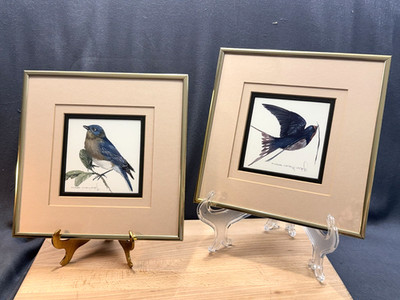 Bluebird and Swallow Framed Bird Prints Signed Michele Conley Vogel Set Of 2