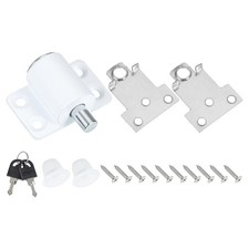 1Set Sliding Window Locks Push-In Window Security Lock with Keys Alike White