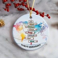 Personalized Traveling Adventure Ornament, Travel Christmas Ornament, Custom ...