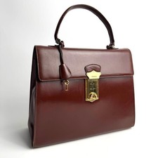 Vintage Prada Kelly Smooth  Leather Top Handle Handbag Brown
