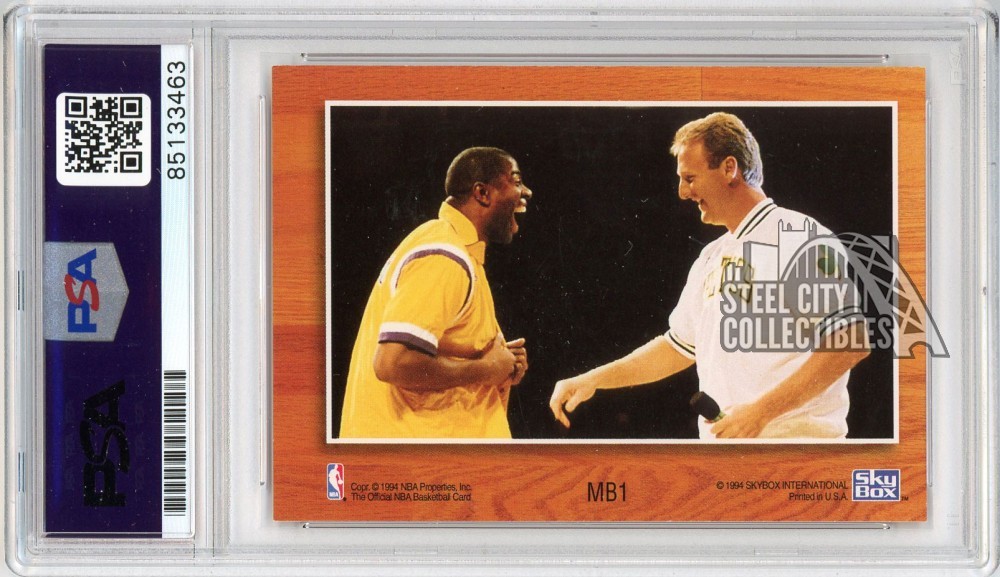 Larry Bird/Magic Johnson 1994-95 Skybox Autograph Card #MB1 PSA/DNA 10 view 2