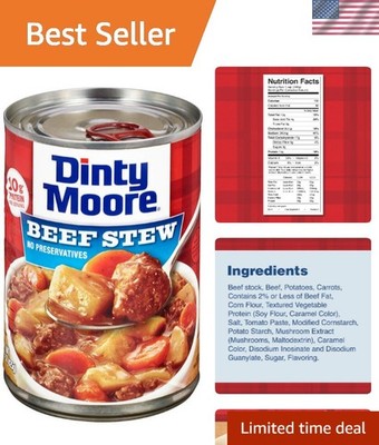 Hearty Dinty Moore Beef Stew, Gluten-Free, 12 Pack, 15 oz Cans with 10g Protein