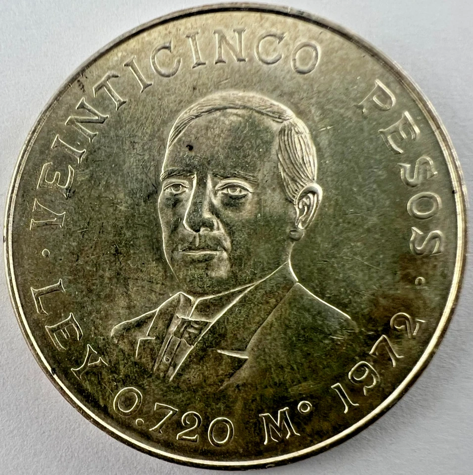 1972 Mexico 25 Pesos Obverse Detail