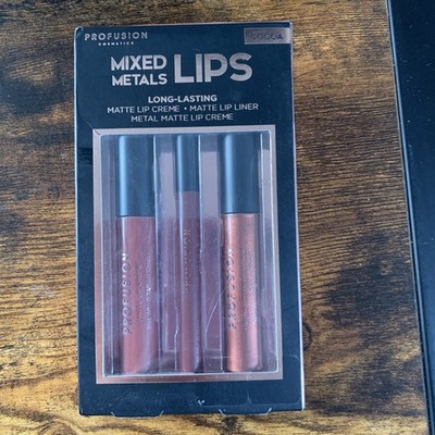Profusion Cosmetics gemischte Metalle Lippen Kakao Lippencreme x2 Lipliner x1 neu versiegelt