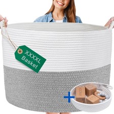 XXXXL WASHABLE Jumbo 125L Extra Large Blanket Basket, Woven Decorative Cotton...
