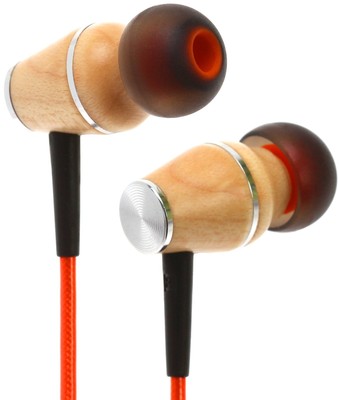 Symphonized XTC 2.0 Wood Earbuds, Noise-Isolating, Mic, Tangle-Free - Orange