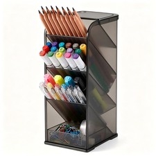 Pen Holder, 4 Compartment Pencil Organizer,Slanted Desktop Pencil Organizer