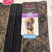 Maidenform Womens Waist Trainer Shapes Corset Slimming 2XL W82006 Black Beige
