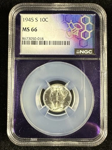 1945 Mercury Dime NGC MS66 Silver Brilliant Uncirculated 10C