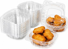 100 Clear Hinged Food Containers - 6x6" Disposable Clamshell Takeout Boxes