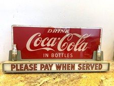 Beautiful Vintage Coca-Cola Glass Sign - Please Pay When Served - Vibrant Colors