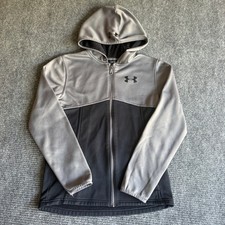 Under Armour Boys Gray Black ColdGear Full Zip Hoodie Size Youth Large YLG
