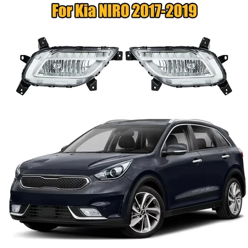 Pair LED DRL Daytime Running Fog Light Lamp For Kia Niro 2017 2018 2019