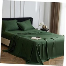 100 Viscose Derived from Bamboo Bed Sheet Set 3 Piece, Twin Dark Green
