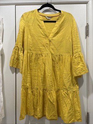 chinese dress ladies Octavia Linen Dress-Yellow Blossom Elegance