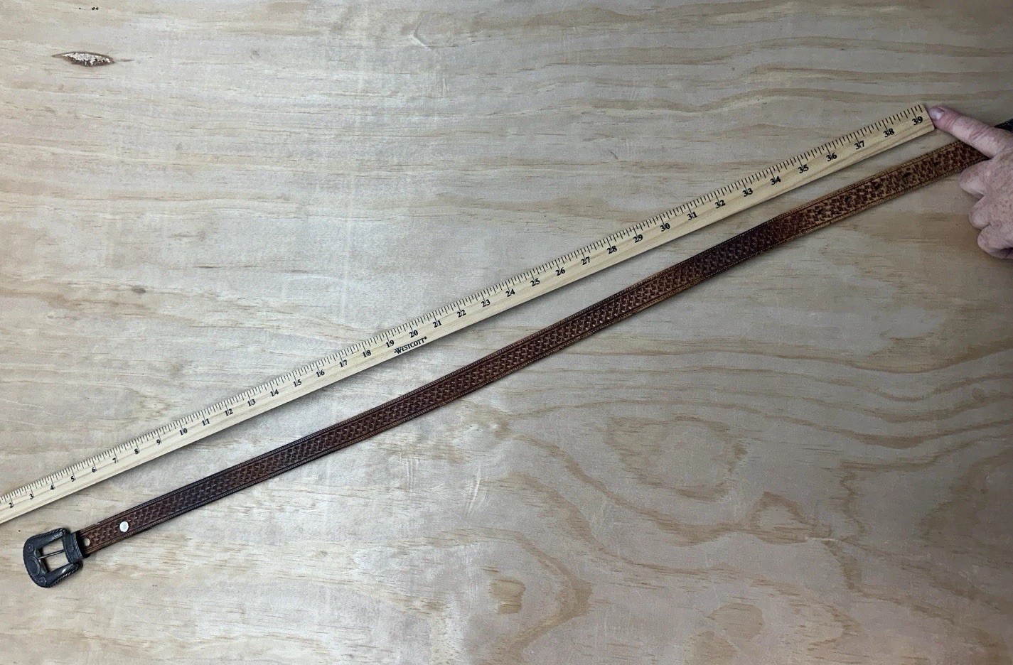 Vogt Ranger Belt Mens Size 36 Brown Leather Sterling Buckle Vintage Western