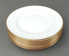 Waterford England Lismore White  Gold Bread And Butter Plates Set Of 8