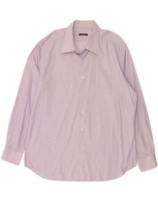 ROCCOBAROCCO Mens Shirt Size 18 1/2 46 2XL Purple Pinstripe Cotton IF13