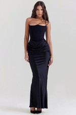 NIB House of CB 'Persephone' Black Strapless Corset Dress Women's XS