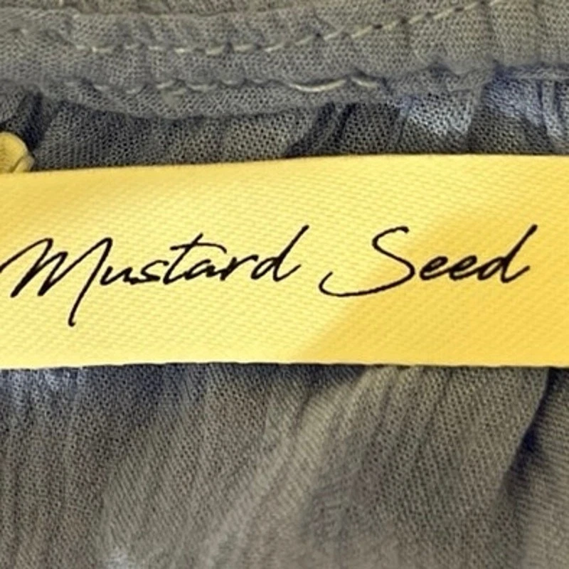 Blusa corta boho manga campana hombro frío con volantes azul semilla mostaza talla S Foto 4 de 4