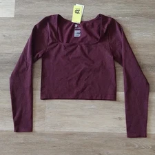 NWT All In Motion Women's Seamless Long Sleeve Dark Purple Glitter Top Size M