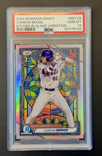 2024 1st Bowman Draft Chrome Carson Benge Etched in Glass SSP PSA 10