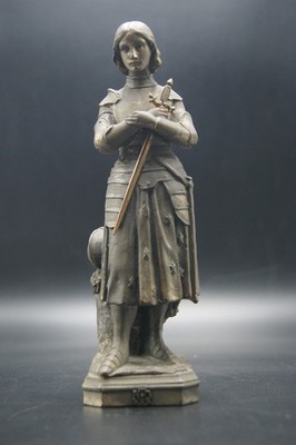   19TH SAINT JOAN OF ARC WARRIOR REGULE METAL SCULPTURE STATUE LOURDES FRANCE  