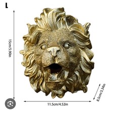 Golden Resin Lion Head Wall Fountain Spout - Outdoor