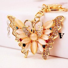 Lovely Butterfly Shape Crystal Rhinestone Sparkling Keychain Bag Pendant...