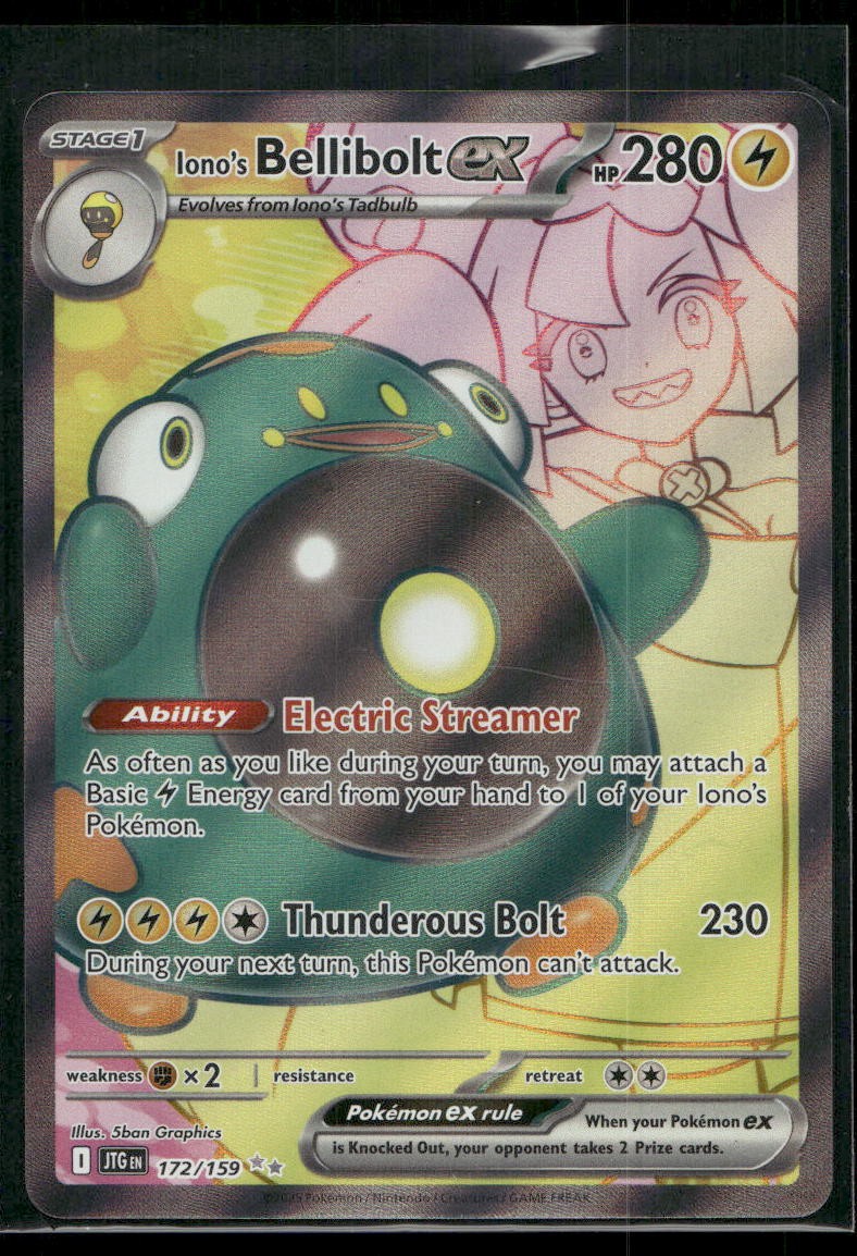 IONO'S BELLIBOLT EX 172/159 ULTRA RARE JOURNEY TOGETHER POKEMON HOLO NM/M