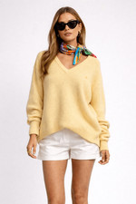 Vintage Christian Dior Buttery Yellow V-neck Sweater Size L