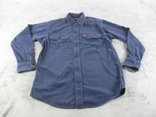 Ariat FR Shirt Mens Medium Navy Blue Flame Resistant CAT 2 Work Button Up