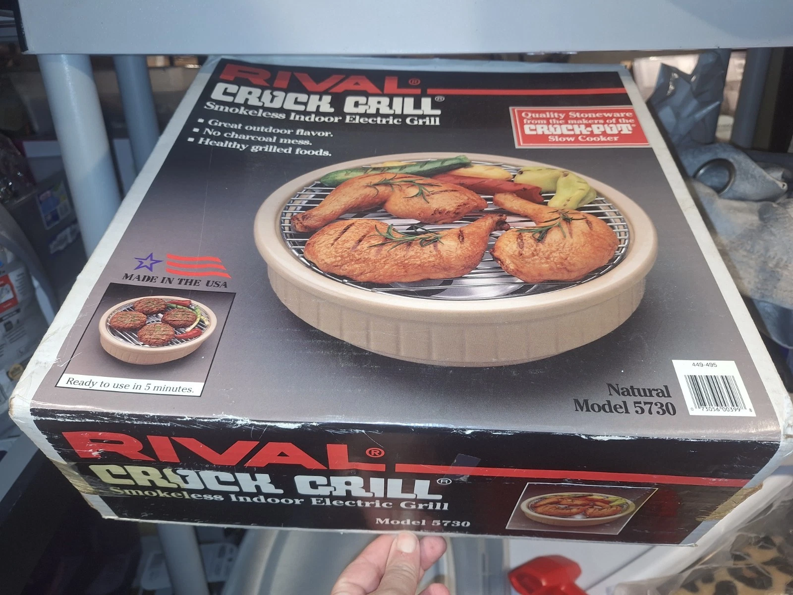 Vintage Rival Crock Grill Smokeless Indoor Electric Grill 5730 11" Natural Nob S