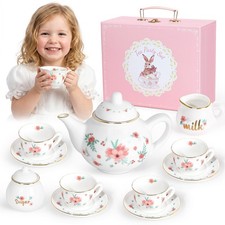 Porcelain Tea Set for Girls, Tea Party Set for Little Girls, Kids Tea Set Kit...