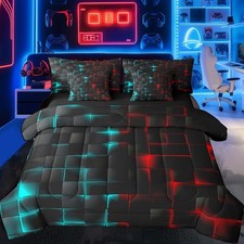 Light Geometric Comforter Set with Sheets 7 Piece Bedding Set Twin Size Moder...